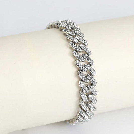 Silver and Golden Icy Bust Down Mini Cuban Bracelet