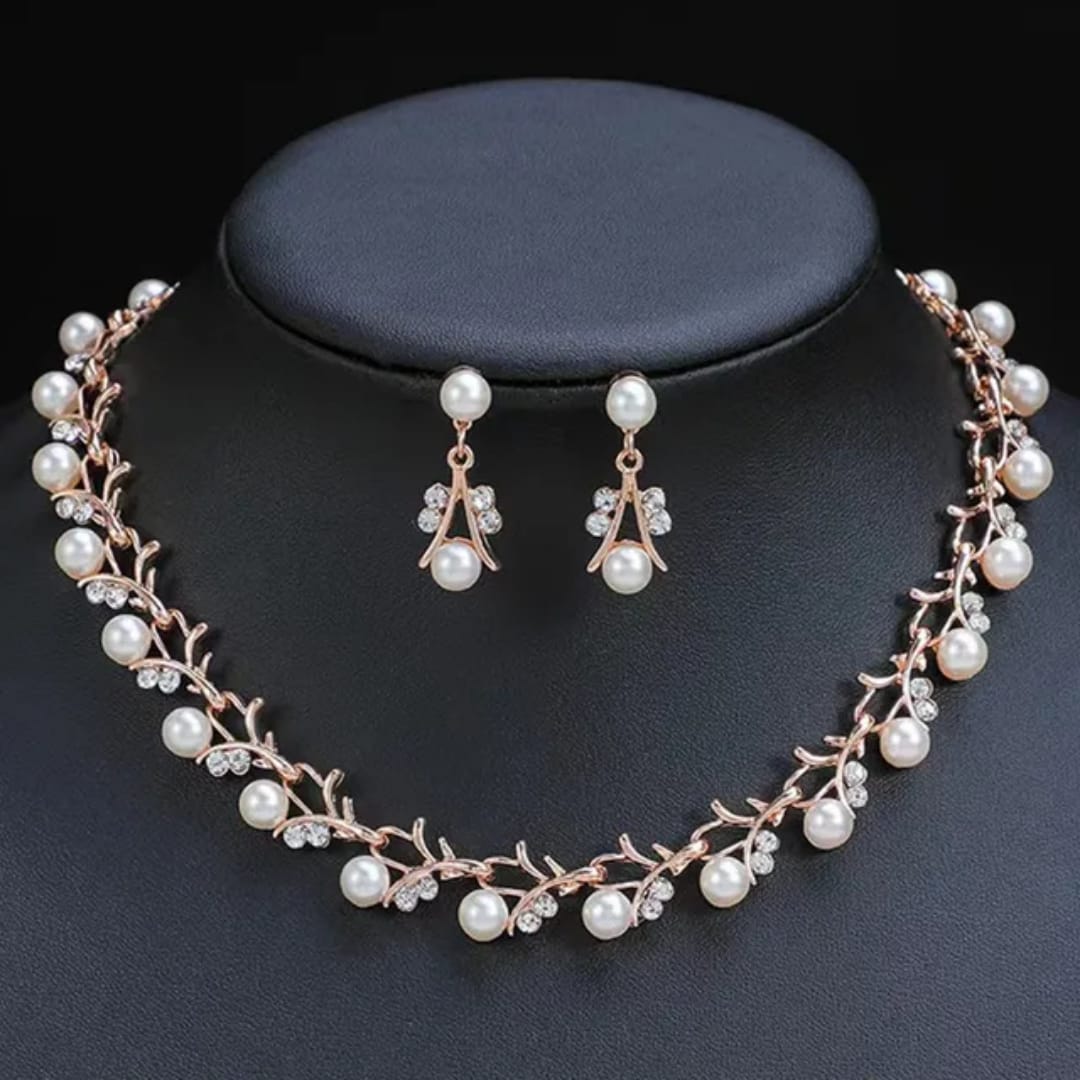 Elegant Faux Pearl Rhinestone Set